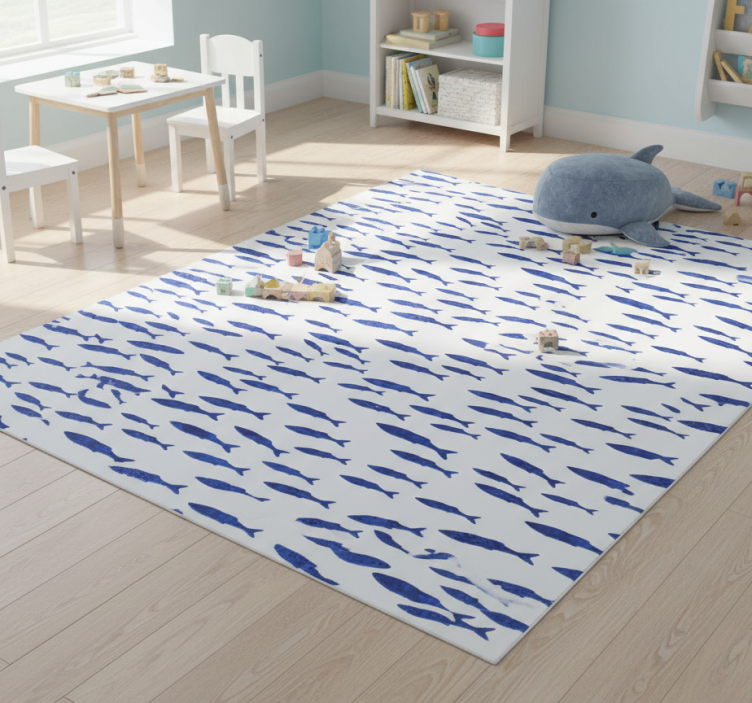 Animal vinyl rug with blue fish pattern - TenStickers
