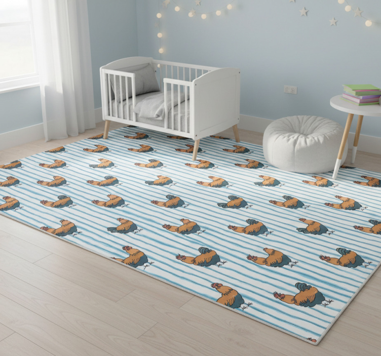 Animal vinyl rug with charming chicken design - TenStickers