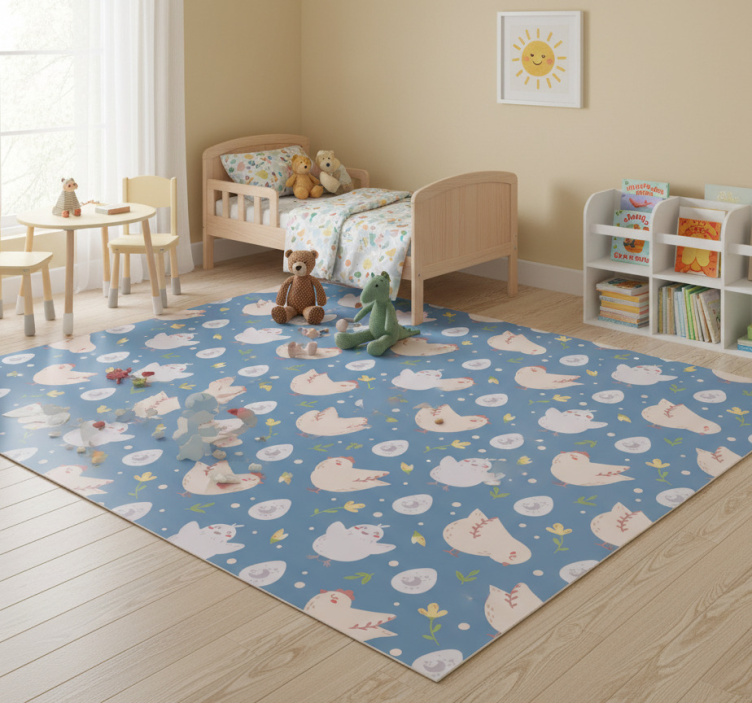 Animal vinyl rug with chicken characters for kids - TenStickers