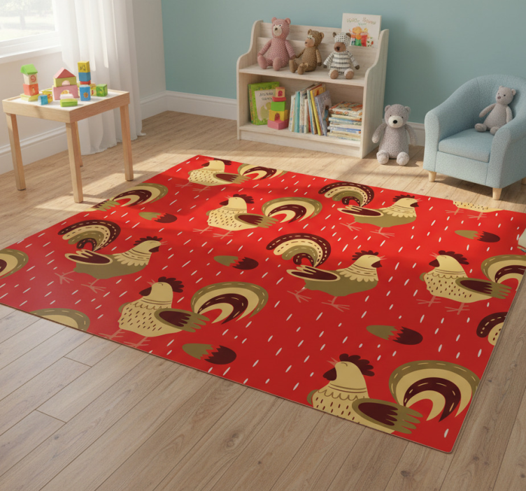 Animal vinyl rug with chinese rooster design - TenStickers