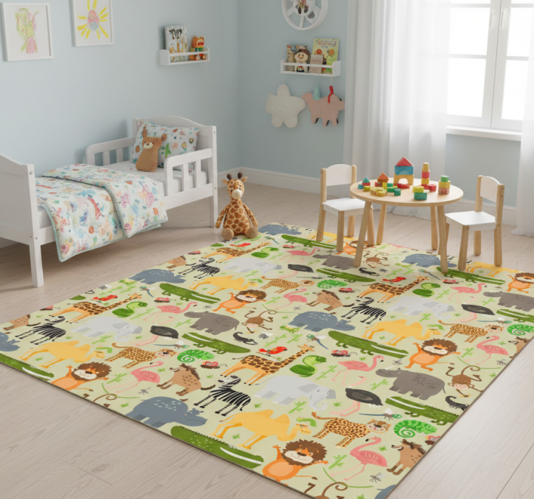 Animal vinyl rug with colorful animal design - TenStickers
