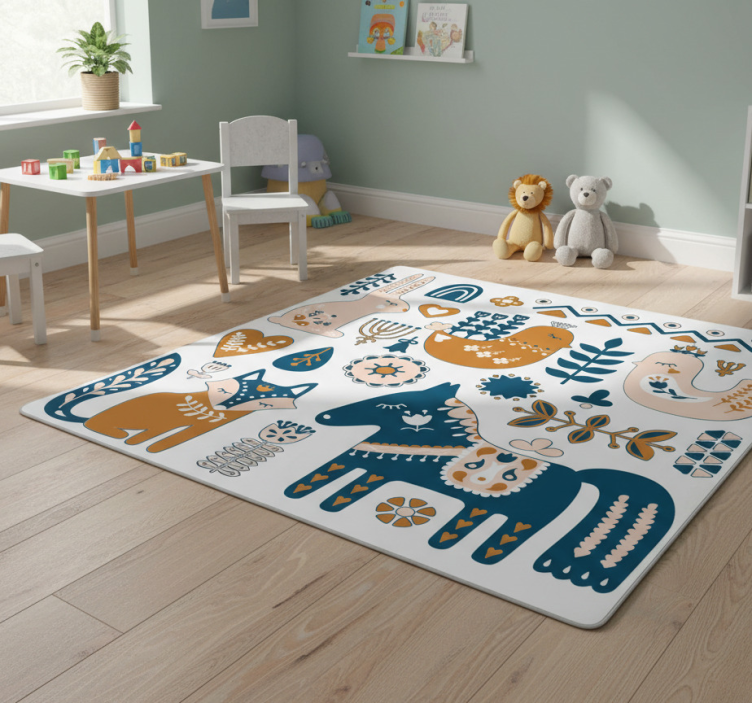Animal vinyl rug with colorful animal designs - TenStickers