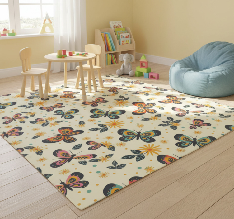 Animal vinyl rug with colorful butterfly prints - TenStickers