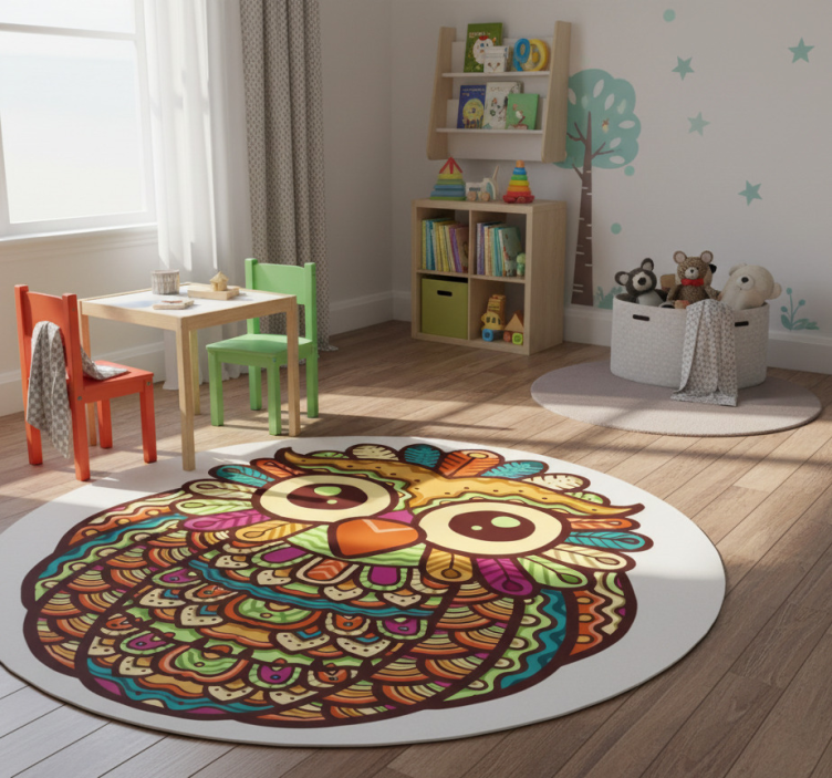 Animal vinyl rug with colorful owl design - TenStickers