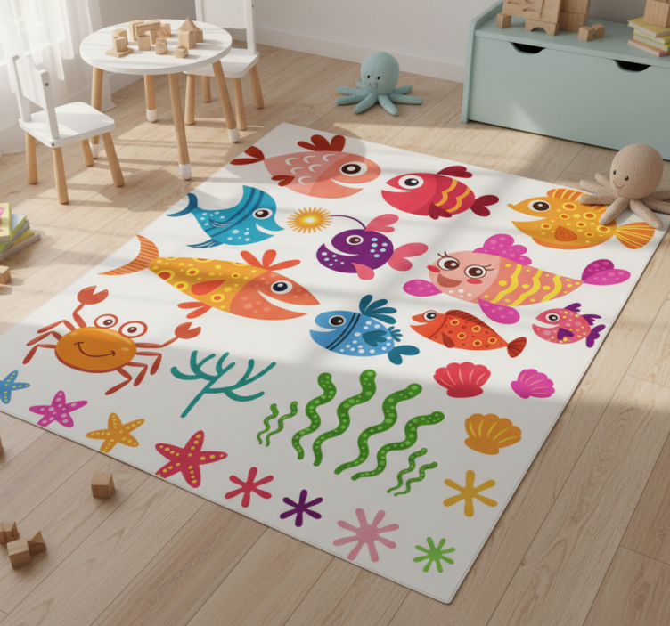 Animal vinyl rug with fish design for kids - TenStickers