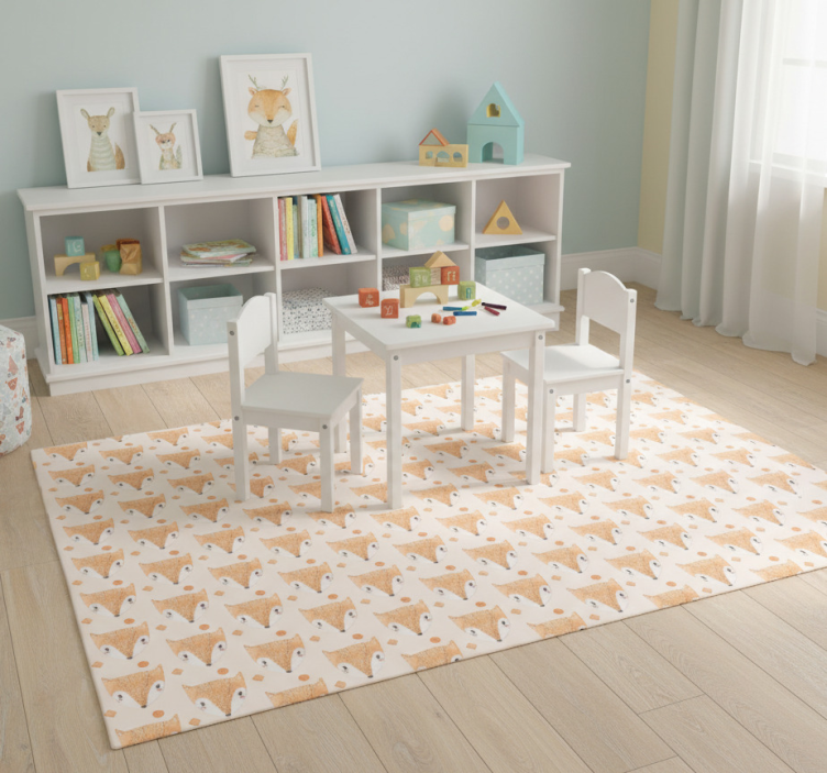 Animal vinyl rug with baby fox design - TenStickers