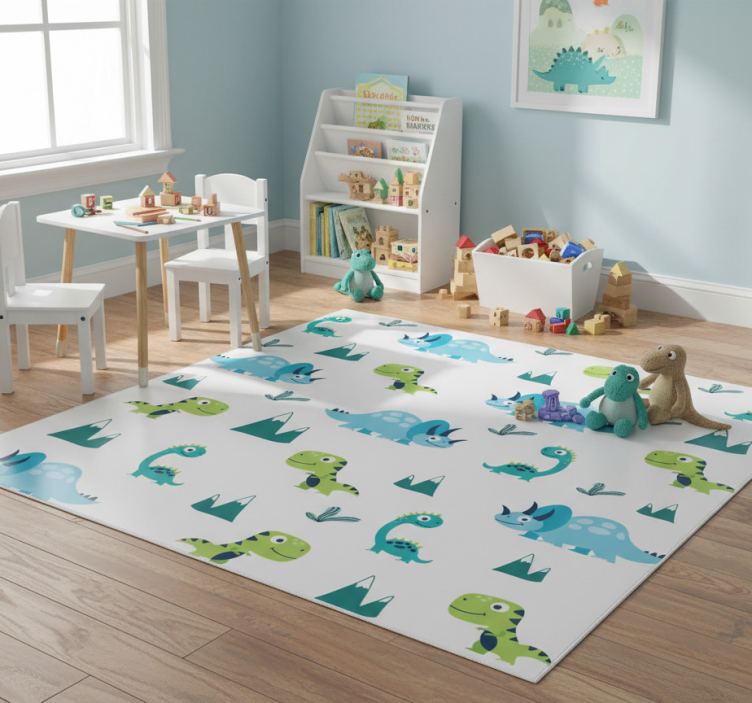 Animal vinyl rug with fun dino designs - TenStickers