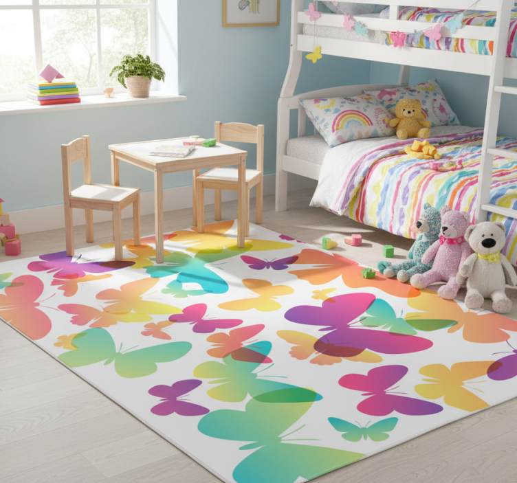 Animal vinyl rug with gradient butterflies - TenStickers