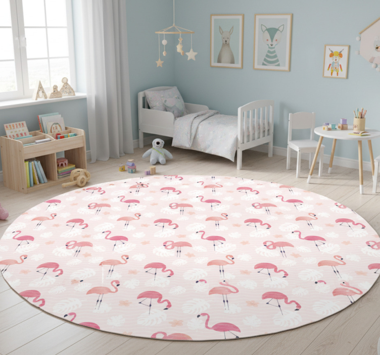 Pink flamingo motifs animal vinyl rug - TenStickers