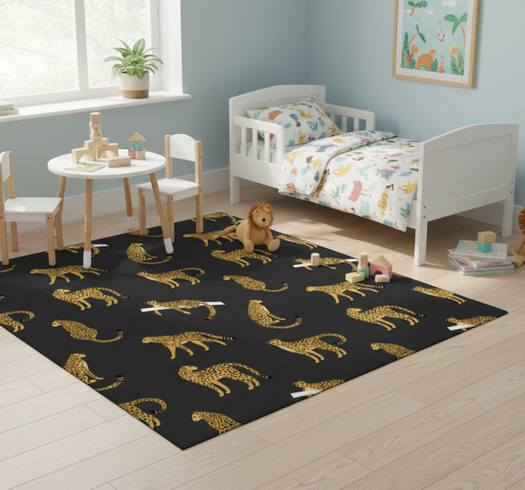 Animal vinyl rug with leopards on dark background - TenStickers