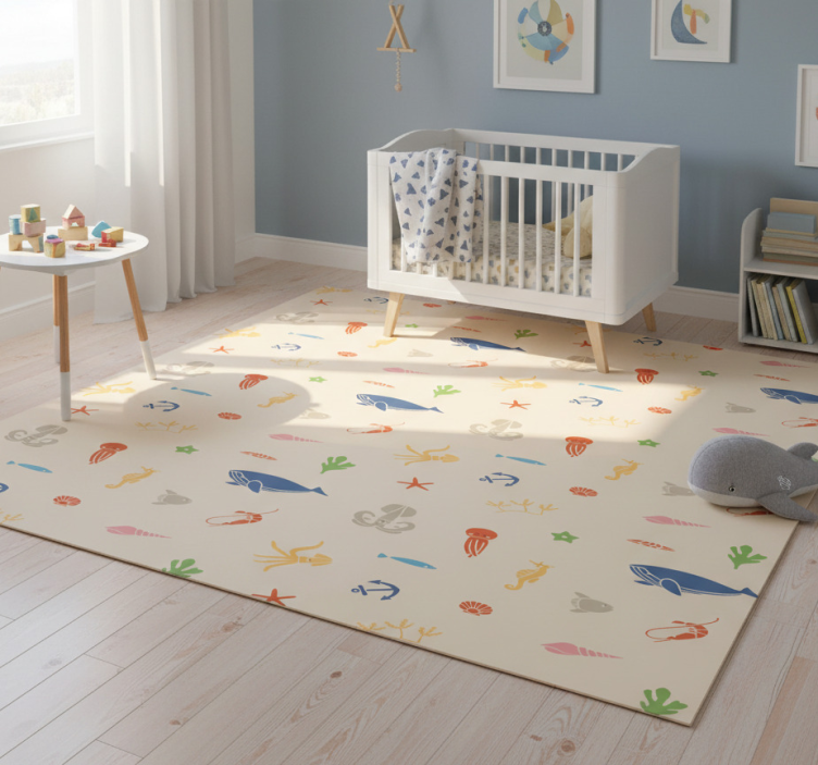 Animal vinyl rug with marine creatures design - TenStickers