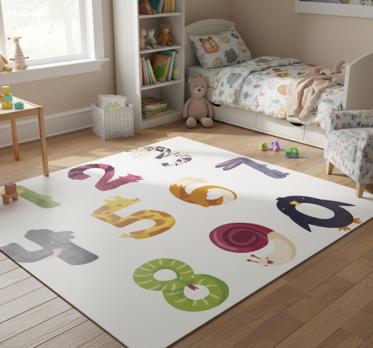 Animal vinyl rug with numbers and animals - TenStickers