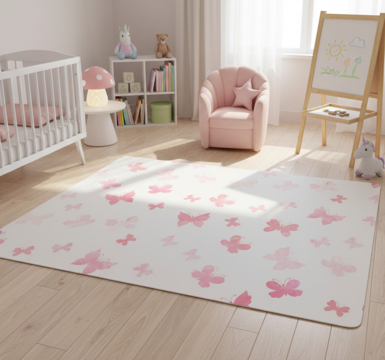 Animal vinyl rug pastel flying butterflies - TenStickers