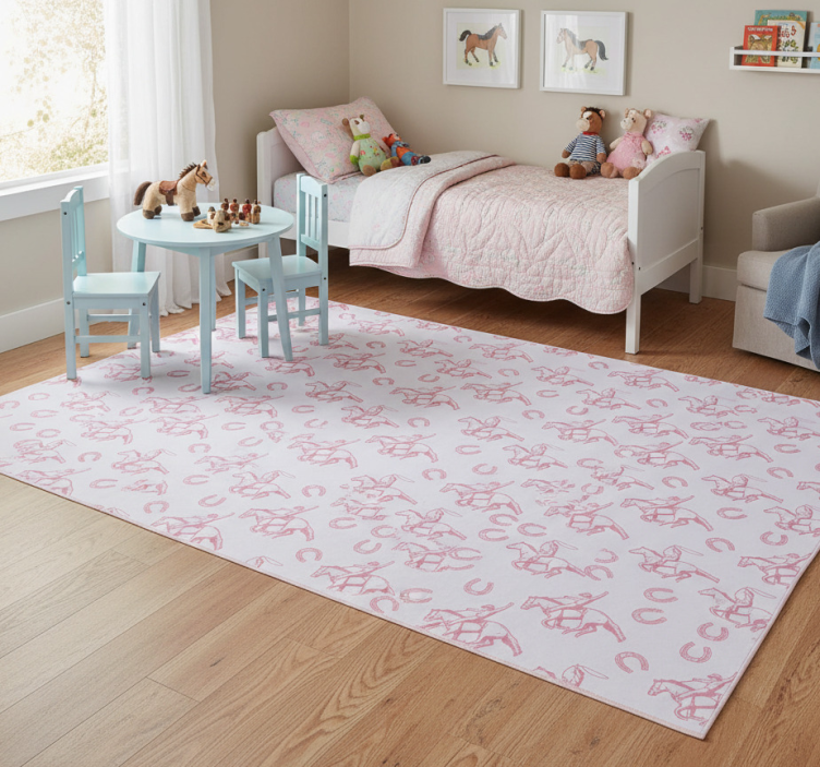 Animal vinyl rug with pink cowboy horse pattern - TenStickers