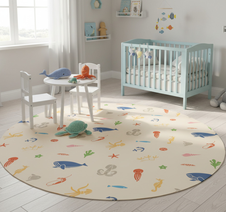 Animal vinyl rug with sea creatures design - TenStickers