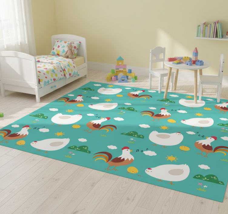 Animal vinyl rug with singing rooster design - TenStickers