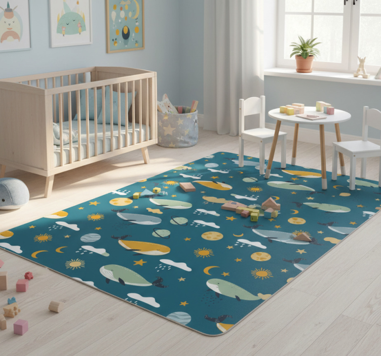 Animal vinyl rug with trendy whale design - TenStickers