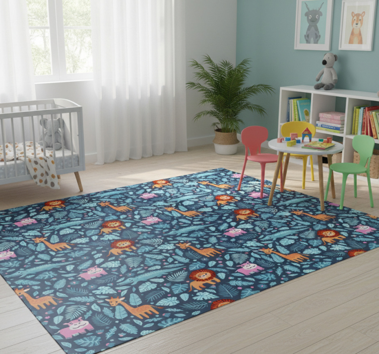 Animal vinyl rug with various jungle animals design - TenStickers