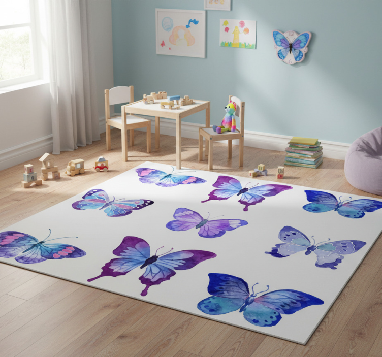 Animal vinyl rug with vibrant butterfly designs - TenStickers