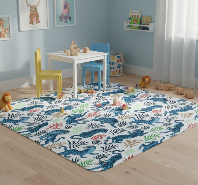Animal vinyl rug featuring vibrant and fierce leopards - TenStickers