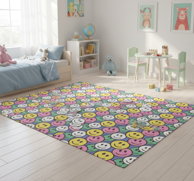Animal vinyl rug with vibrant smile designs - TenStickers