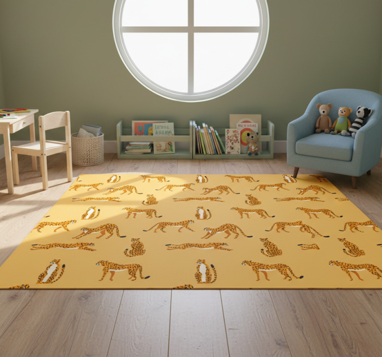 Animal vinyl rug with yellow leopard pattern - TenStickers