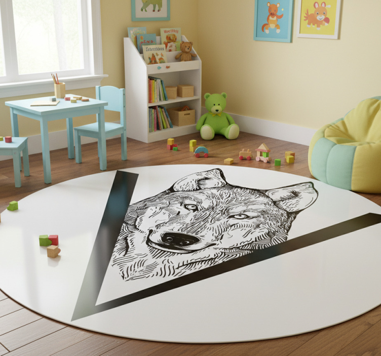 Animal vinyl rug wolf illustration - TenStickers
