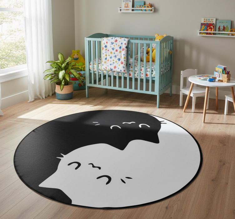 Animal vinyl rug yin yang cats - TenStickers