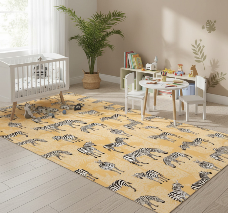 Animal vinyl rug zebra and palms - TenStickers