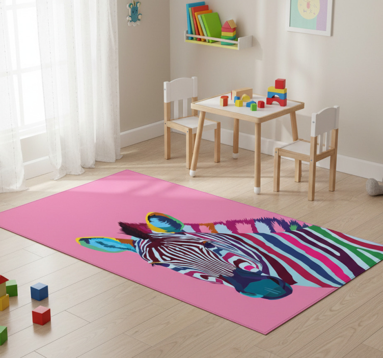 Animal vinyl rug zebra pop art design - TenStickers