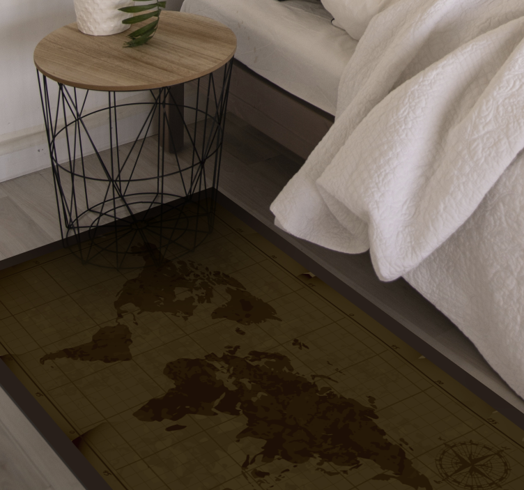 Antique brown design world map vinyl rug - TenStickers