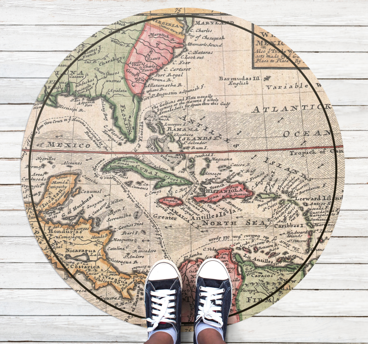 Antique Map Design world map vinyl rug - TenStickers
