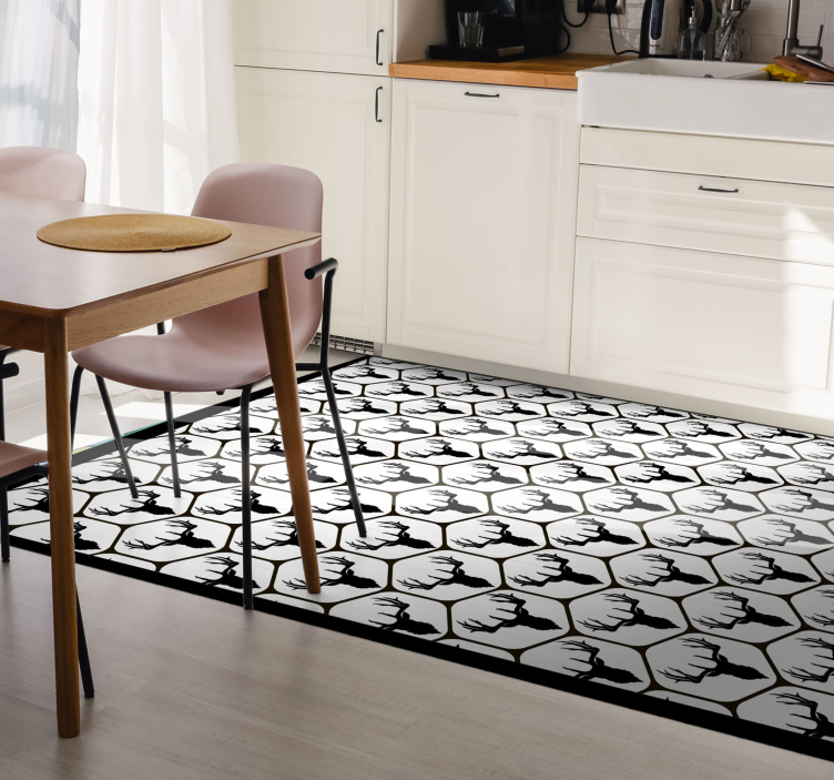 Antler pattern kitchen vinyl rug - TenStickers