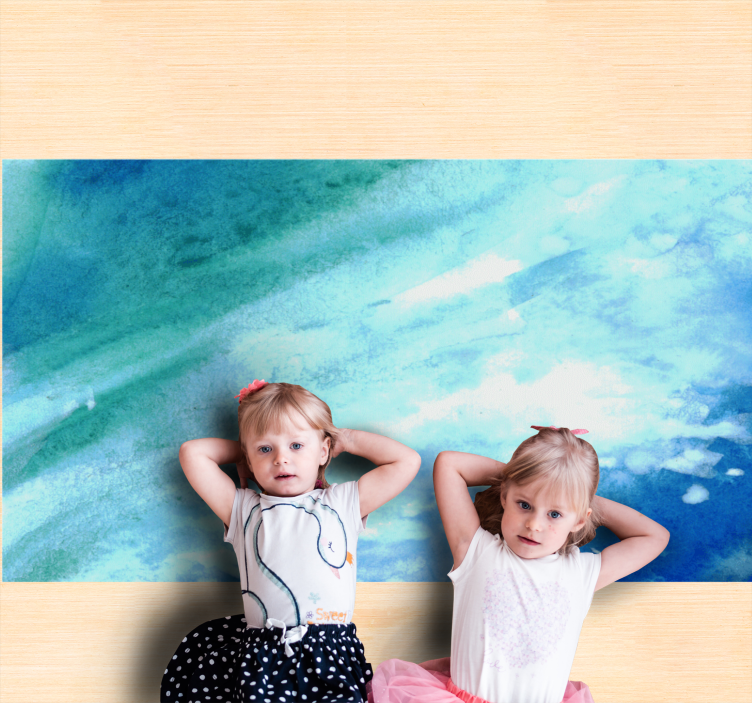 Aqua abstract flow textured vinyl rug - TenStickers