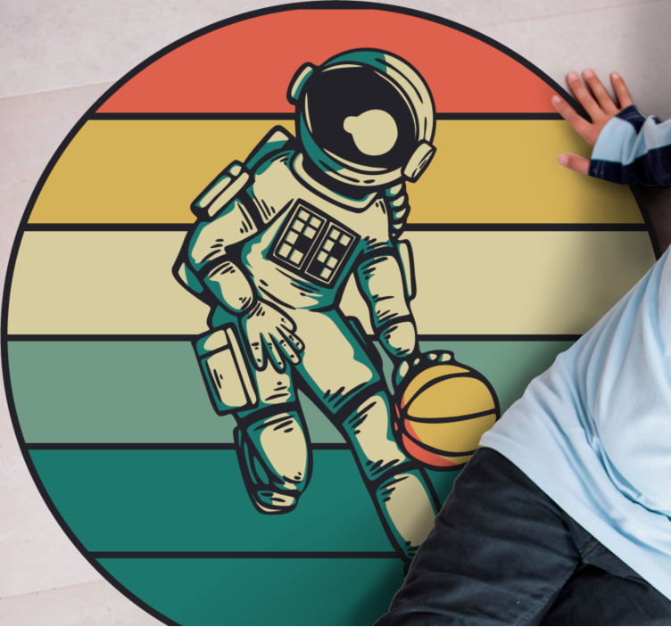 Astronaut basketball player game vinyl rug - TenStickers
