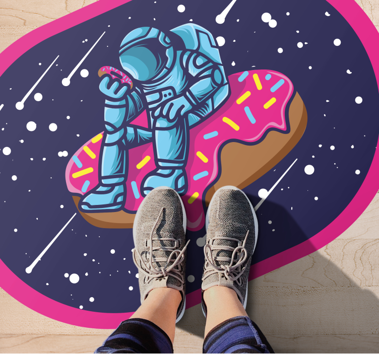 Astronaut On Donut teen vinyl rug - TenStickers