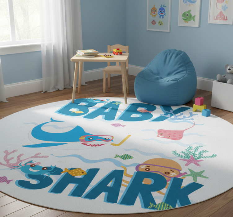Baby blue shark animal vinyl rug - TenStickers