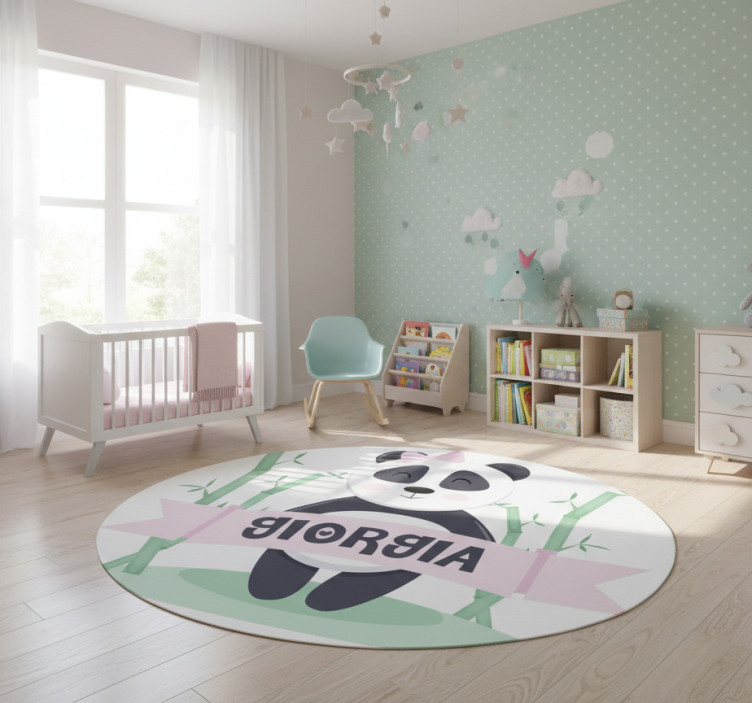 Baby panda girl vinyl rug - TenStickers