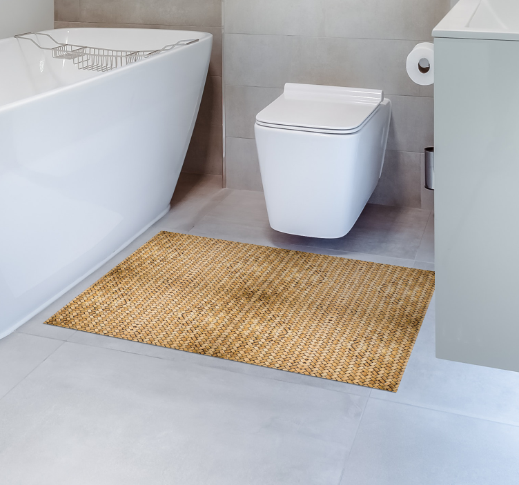 Bamboo woven effect wood effect bathroom vinyl rug - TenStickers