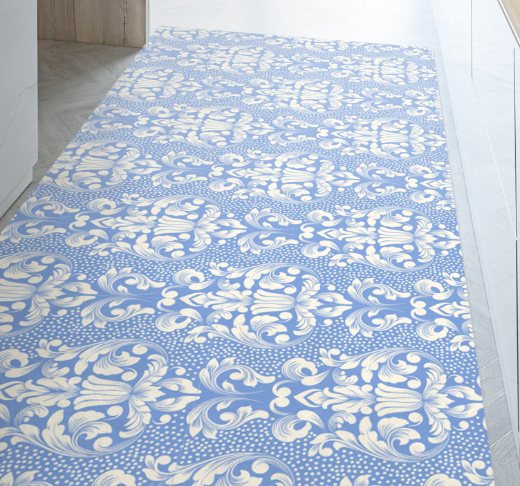Baroque Blue Pattern tile vinyl rug - TenStickers