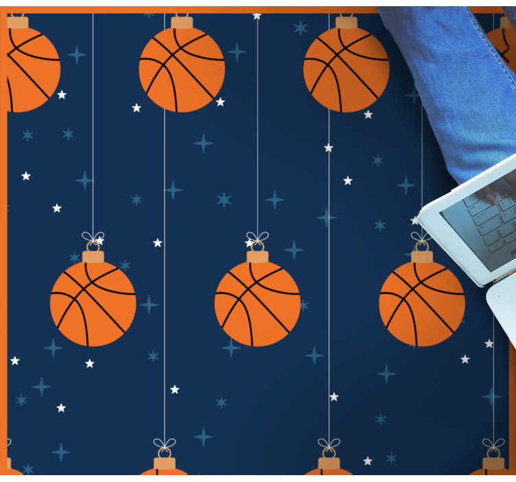 Basketball Ornament Pattern kids vinyl rug - TenStickers