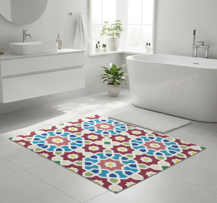 Bathroom vinyl rug arabic hydraulic tile design - TenStickers