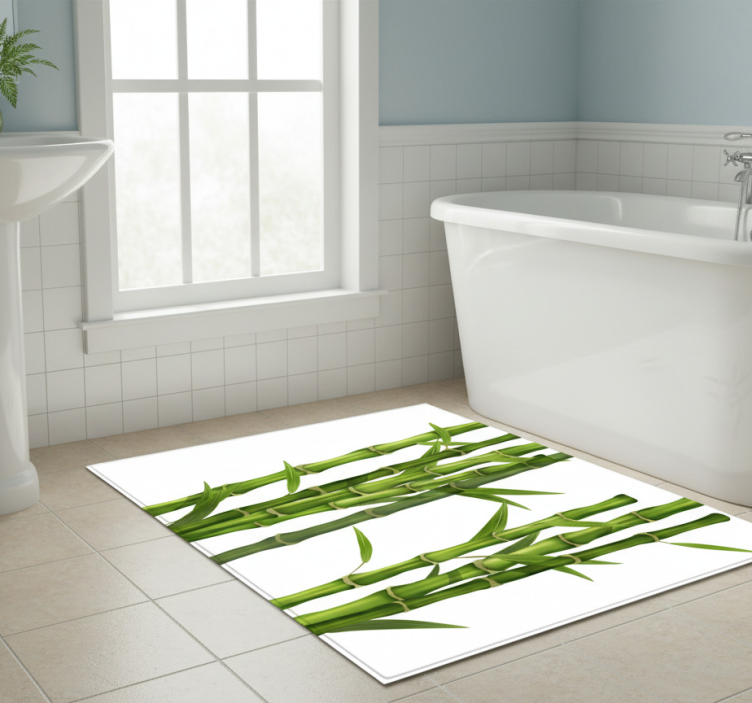 Bathroom vinyl rug bamboo pattern - TenStickers