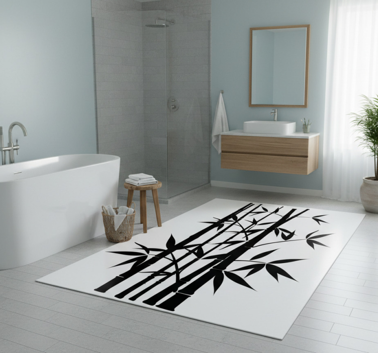 Bathroom vinyl rug bamboo plant wall sticker - TenStickers