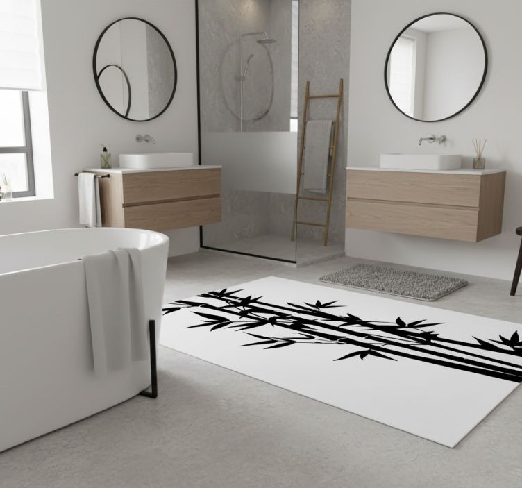 Bathroom vinyl rug bamboo shower screen decal - TenStickers