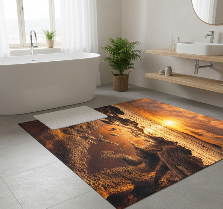 Bathroom vinyl rug cloudy sunset landscape - TenStickers