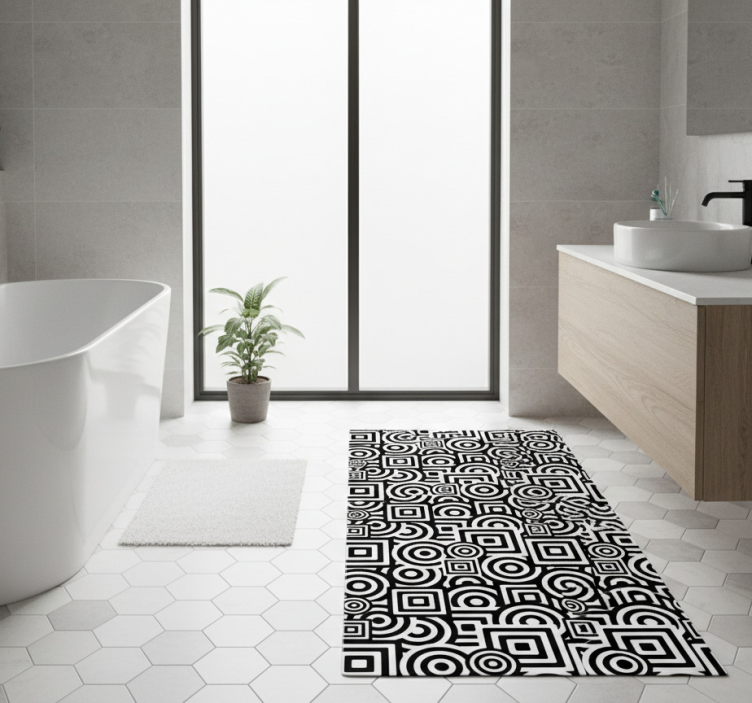 Bathroom vinyl rug concentric pattern design - TenStickers