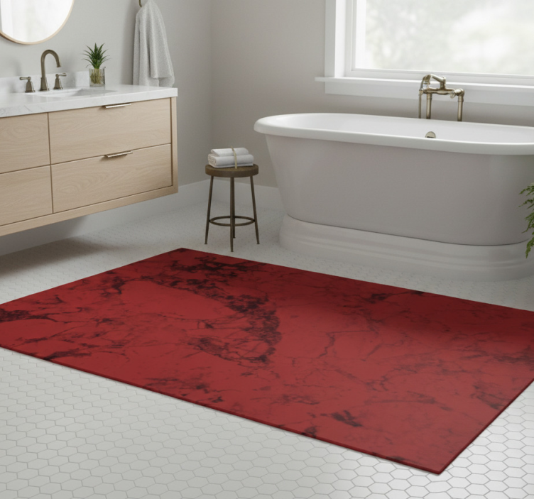 Bathroom vinyl rug dark red marble texture - TenStickers