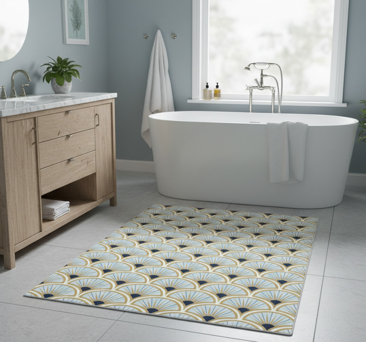Bathroom vinyl rug in art deco blue shades - TenStickers