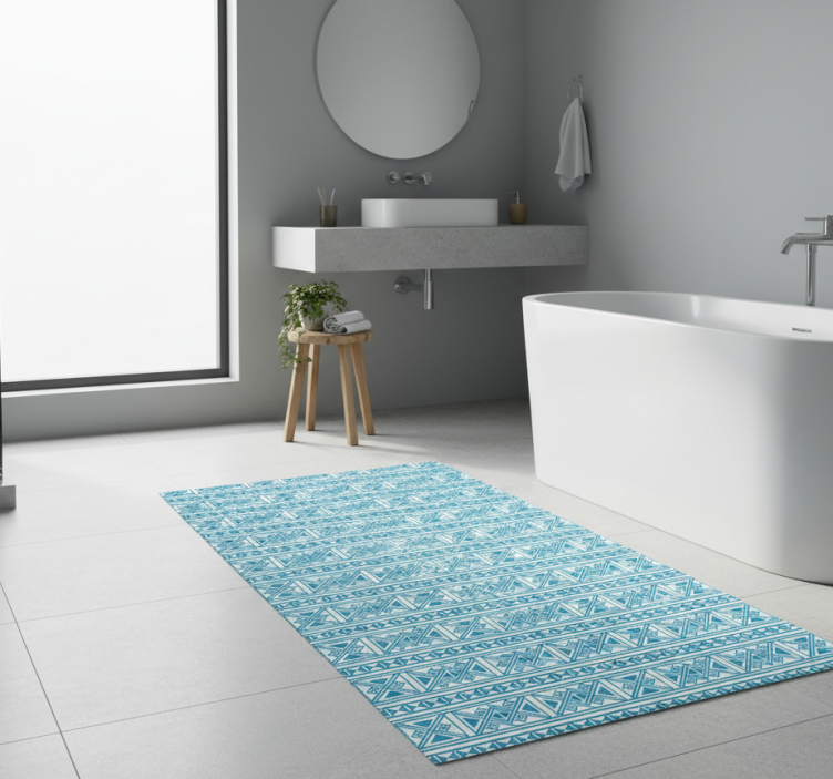 Bathroom vinyl rug in blue pattern - TenStickers